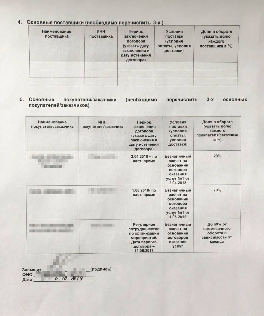 Но есть и особенности: например, нужно было указать доли доходов от клиентов